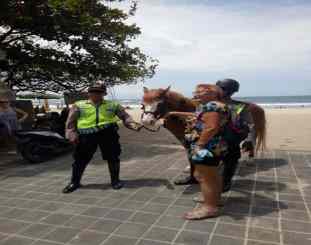 Ketgam : Unit Satwa Turangga  saat melakukan patroli / foto Made 